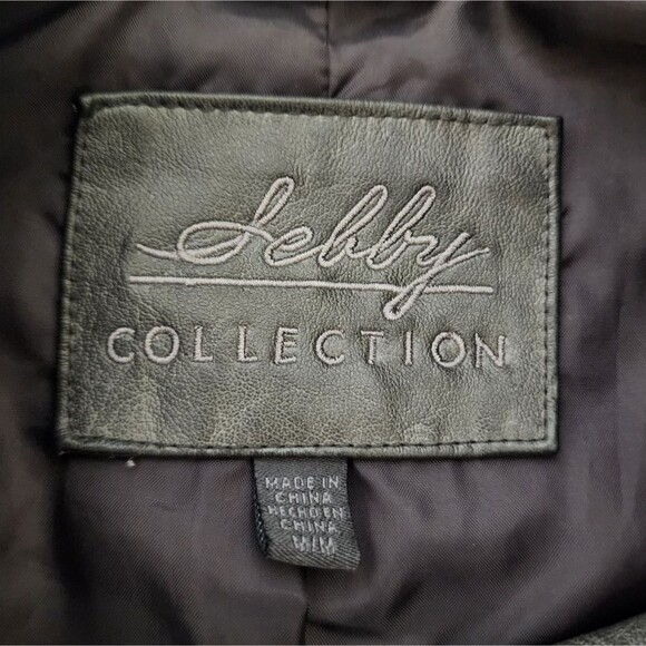 Sebby Moto Jacket Womens M Gray Faux Leather Ribbed Knit Full Zip Biker Rustic - Picture 12 of 15